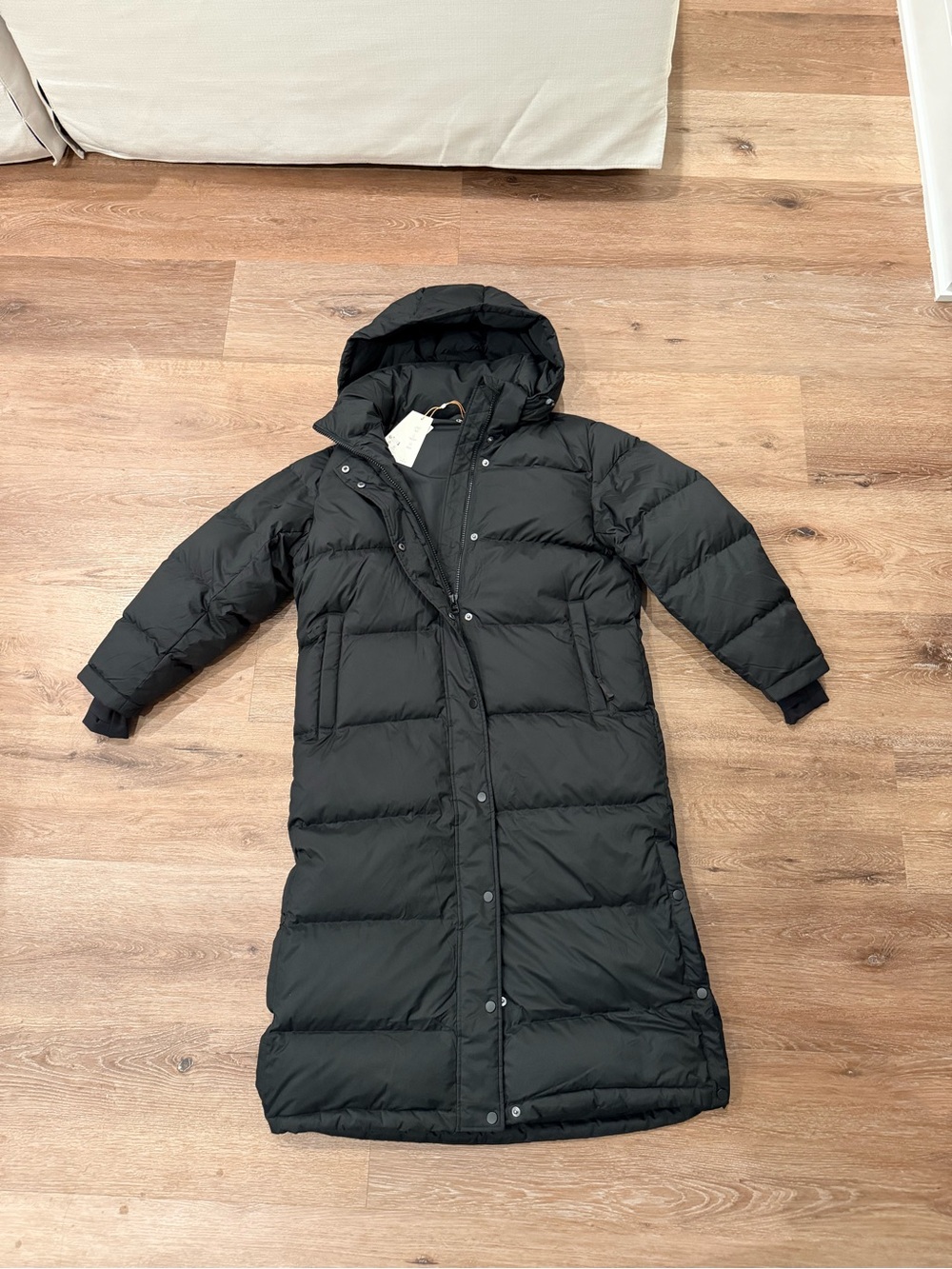 Quince Black Long Hooded Trench Coat